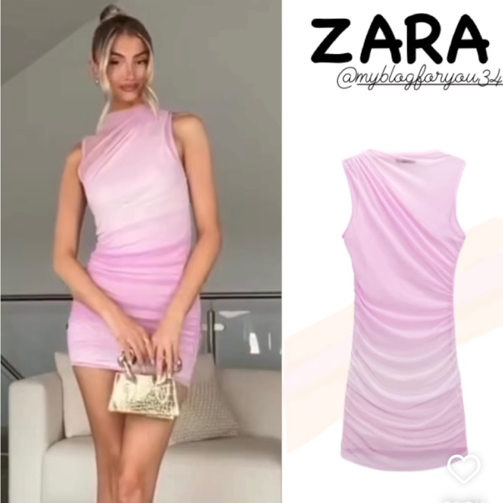 Zara pink draped tulle dress